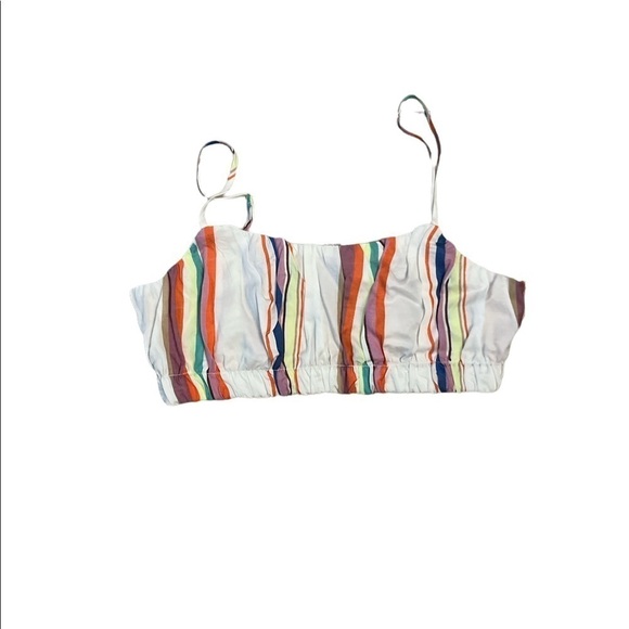 NWOT H&M X Lemlem Striped Lyocell Linen Blend Crop Top Size Large - Picture 2 of 8